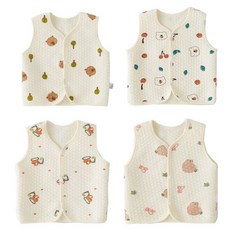 엠에스키즈 아기 일러스트 순면 누빔 조끼 신생아부터-3세까지