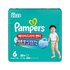 팸퍼스 2025 베이비드라이 팬티형 기저귀 남녀공용, 6단계, 30매
