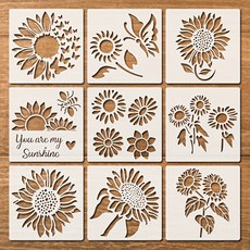 제니미엘 DIY 스텐실 도안 해바라기 장미 꽃 나뭇잎 단풍 식물 봄 스텐실, 1세트