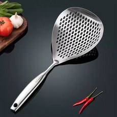 304不鏽鋼加大漏勺 撈麵濾網 一體成形撈勺 水餃油炸過濾網 火鍋勺 露營可用, 1個