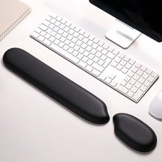 메모리폼 말랑 키보드 마우스 손목받침대 세트 팜레스트 생활방수 손목보호대, 1세트, 블랙