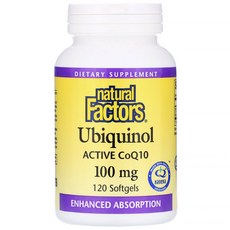 natural Factors 泛醇活性輔酶Q10軟膠囊 100mg, 120顆, 1罐