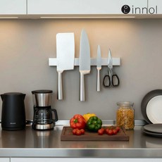 이놀 풀 스테인레스 자석 칼걸이 무타공 거치대 조리도구 걸이, 1개, 실버