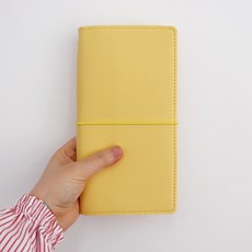 미소데이샵 트래블러스 노트 속지포함 모던 컬러 스트링 밴딩 다이어리 다꾸 빈티지 스크랩, 1개, 옐로우