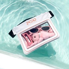 투켄드 핸드폰 빅사이즈 방수팩 크로스백 수영장 물놀이 방수가방, 2개, 레드