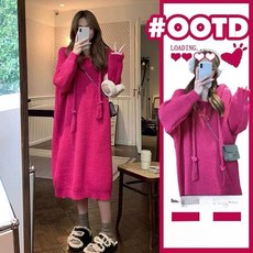 임산부 겨울 원피스 출근룩 루즈핏 임신복 두꺼운 브이넥