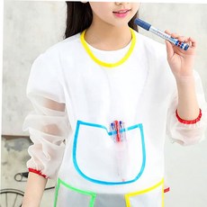 유치원앞치마 긴소매 투명 미술 가운 앞치마 아동 방수 유아용 어린