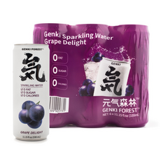Genki Forest Sparkling Water Grape Delight Flavor 330 ml*6 can, 330ml
