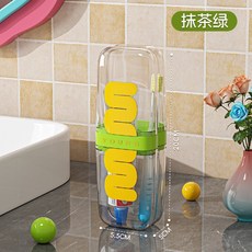 일본 어린이 여행 워시 컵 세트 구강 세정제 칫솔질 휴대용 3 대 1 칫솔 치약 보관 상자, 일본 고급 구강청정기 [녹색] 식