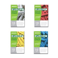 문교 탄산분필 노랑 빨강 파랑 하양 혼합, 노랑, 빨강, 파랑, 하양, 1팩