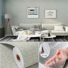 벽지 배경 스티커 3D 리넨 자가접착 10m, 50cmx280cm, Linen Light Gray