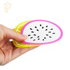 루움 실리콘 컵받침 과일 원형코스터, 용과