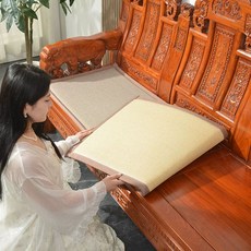 양면 여름용 나무 소파 쿠션 방수 쿨매트 미끄럼 방지 패드 원목 대나무 매트 쿨 여름 커버, 베이지 정면 등받이뒷면 면혼합