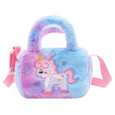 [ 1218427 ] 아동용 크로스바디 백 여아용 백 작은 플러시 유니콘 지갑 멀티컬러-퍼플, 다채로운-보라색