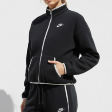 나이키 CLUB 여성 플리스 기모 집업 루즈핏 후리스 트랙 자켓 배색 따뜻한 재킷