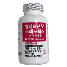 엘레오틴 크래노릭스 아연 보충용 시원한 소변 전립선 잔뇨감 야간뇨 빈뇨 당뇨환자도 안전하게 하부요로 천연 청결 건강 남녀공용, 1개, 90정