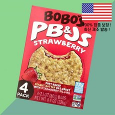 보보스 귀리 바 PBJ 딸기 스트로베리 4팩 각 2.1온스 60g Bobo's Oat Bars PBJs Strawberry 4 Pack 2.1oz Each