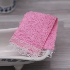 인형 집 미니 시뮬레이션 목욕 볼 타올 작은 천 인형 미니어처 욕실 장면 목욕 꽃 모델 장식 액세서리 5 개, 01 빠른, 09 Rose Towel 2Pcs