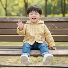 몽실이 체크 양면후드점퍼