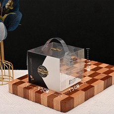 조각케이크 포장용기 앞열림 포장상자 원형 디저트용기, 1개, 블랙 화이트 손잡이+화이트 받침대