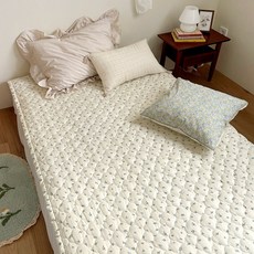 쁘리엘르 허밍 순면 누비 방수 패드, ivory