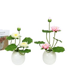 부처님 연꽃 수련 조화 불단 장식 불교 용품 분재 관음보살, C. 옐로우 꽃다발 (소)