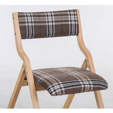 접이식 원목 의자 베란다 간이체어 감독 폴딩 폴딩간이, 1인용, 브라운 체크 린넨