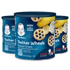 Gerber 그래듀에이트 와플 휠 퍼프 그레인 스낵 42g, 3개, 바나나 크림 (Banana Cream)