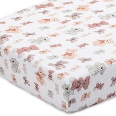 LollyBanks Fitted Crib Sheets 2 Pack Soft and Breathable 100% Cotton Muslin Crib Sheets Neutral, Bear Hugs