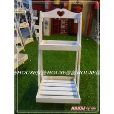 House傢飾 zakka鄉村風復古洗白愛心二層木製花架置物架 限量新款 客廳陽台臥室裝飾收納, 白色, 2