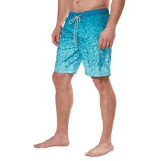 Kirkland Signature 남성용 신축성 있는 허리 밴드 메시 안감 수영 반바지 트렁크 (틸 오션 웨이브 청록색 바다 파도