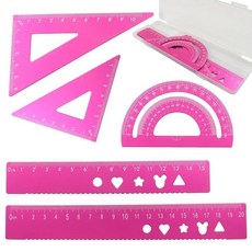 해외 Zorveiio 5피스 금속 기하학 세트 알루미늄 눈금자 제도 키트 각도기 및 삼각형 정밀도 엔지니어 학생 수학 측정 도구블랙 미국매장정품+ 1894464, 핑크.