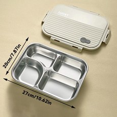 분할 도시락 대용량 밀폐 식품 용기 뚜껑 학생 직장인용, 1개, A. 1000ml, 4. Beige 4 Grids