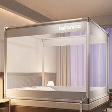 개웃기냥 모기장 KC인증 육각형 망사 침대 텐트형 3방향 문, B 그레이