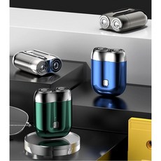[국내배송] 독일기술 1+1 고품질 휴대용 더블헤드 미니 전기 면도기 usb 충전식 자동 면도기, 그린(1+1아님)