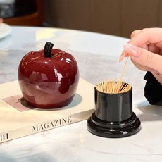 可愛創意 梨造型 牙籤筒, 蘋果牙籤盒1只裝, 1個