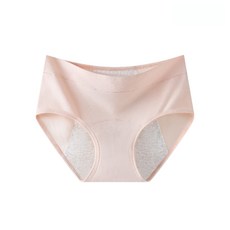 Cavensi 大尺碼現貨1XL-6XL 加寬側防漏高腰純棉生理褲，簡約透氣吸濕高腰內褲A111, 親膚裸色,1XL（建議40~55公斤 ）