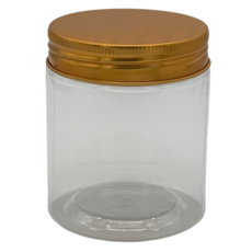 240ml 金蓋塑膠罐 90入 - 透明塑膠收納罐 金色蓋子 食品儲物罐, 90個