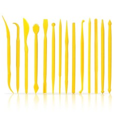 아동용 플라스틱 점토 도구 14개 양면 폴리머 클레이 도구 세트 모델링 점토 조각 도구 도자기 조각 도자기 삽화 공예용 313670, 아동용 플라스틱 점토 도구 14개, 양면 폴리머 클레이