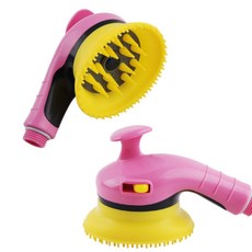 강아지 고양이 브러쉬달린 버튼형 샤워기헤드 강아지샤워기 목욕, 1개