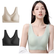 JLVJ 여성 노와이어 심리스 브라 2종 세트