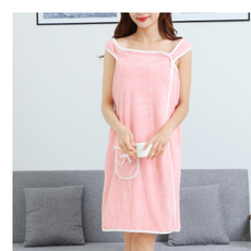 원피스 타월 샤워가운 소, 1개, 핑크 포켓