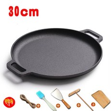 원형 삼겹살 무쇠 구이팬 주물팬 프라이팬 철판 닭갈비 떡볶이 불판 볶음 그리들, 30cm 단일팬방열마끈4종 세트, 1개, 1cm