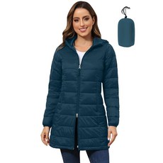 ROYALMAT 매트RIX여성용플러스사이즈퍼퍼재킷패커블경량후드퀼트봄가을롱퍼퍼코트 네이비129083