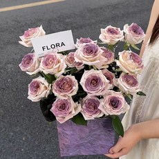 SOULBOOM 비누 꽃다발 로맨틱 프리저브드 플라워+쇼핑백+LED+풍선, 21송이 꽃 - C타입