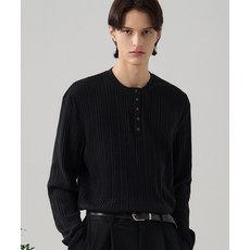 DRAW FIT 리브드 헨리넥 티셔츠 [BLACK] 211902