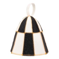 Sinbana 격자 무늬 사우나 모자 2개 모발 보호용 반야 캡 블랙 앤 화이트 체크 무늬 울 단열 보호 사우나 모자 액세서리 남성 및 여성용 스팀 배스, Sinbana 격자 무늬 사우나 모자 2개, 모발 보호