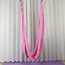 Elastic fabric 5-meter full yoga hammock flying training studio chrysanthemum rope safety buckle, 08 pink