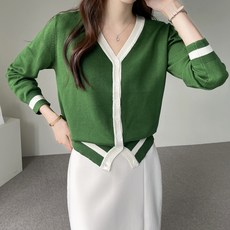 BYDANMI 女款V領針織長袖開襟外套