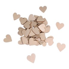 Art Hobby Craft 木質愛心片 約50片入 DIY手工藝裝飾材料, 原木色愛心3公分, 1個